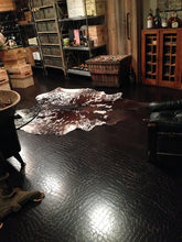 Load image into Gallery viewer, Flooring: Rainforest Collection Floating Recycled Leather Planks - Jumbo Croc Bourbon
